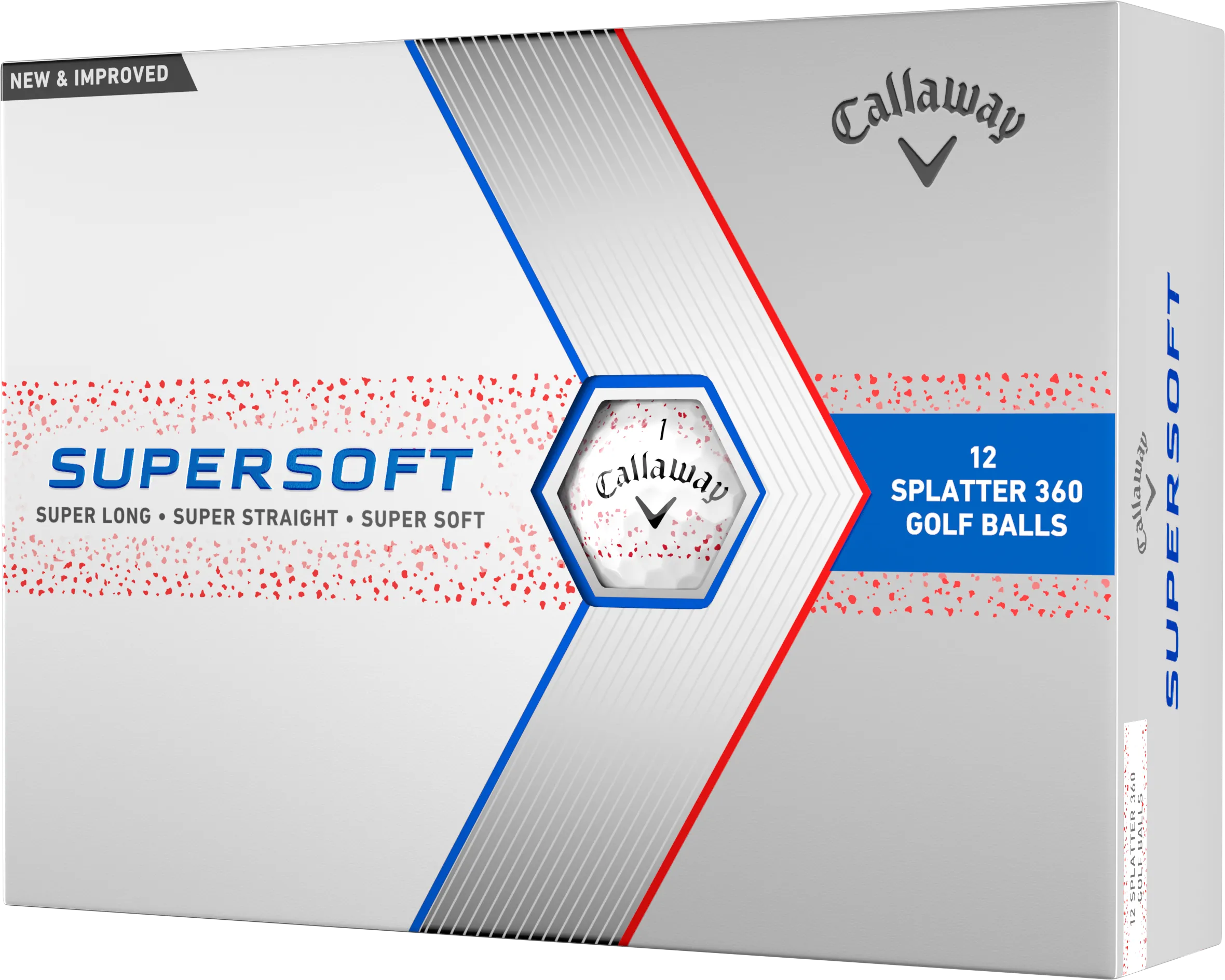 Callaway Supersoft Splatter 360 Golfbälle, weiß/rot
