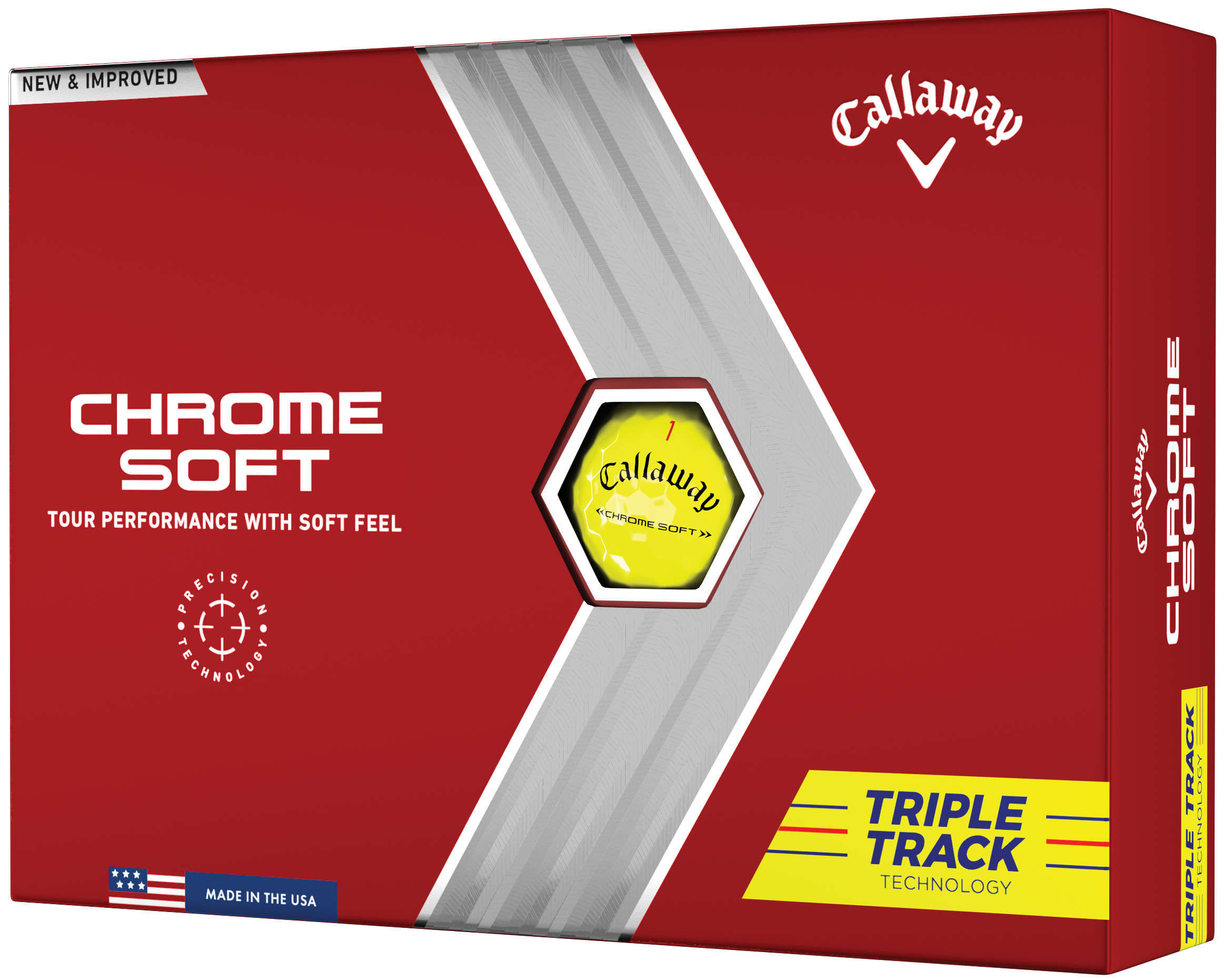 Callaway Chrome Soft Triple Track Technology Golfbälle, yellow