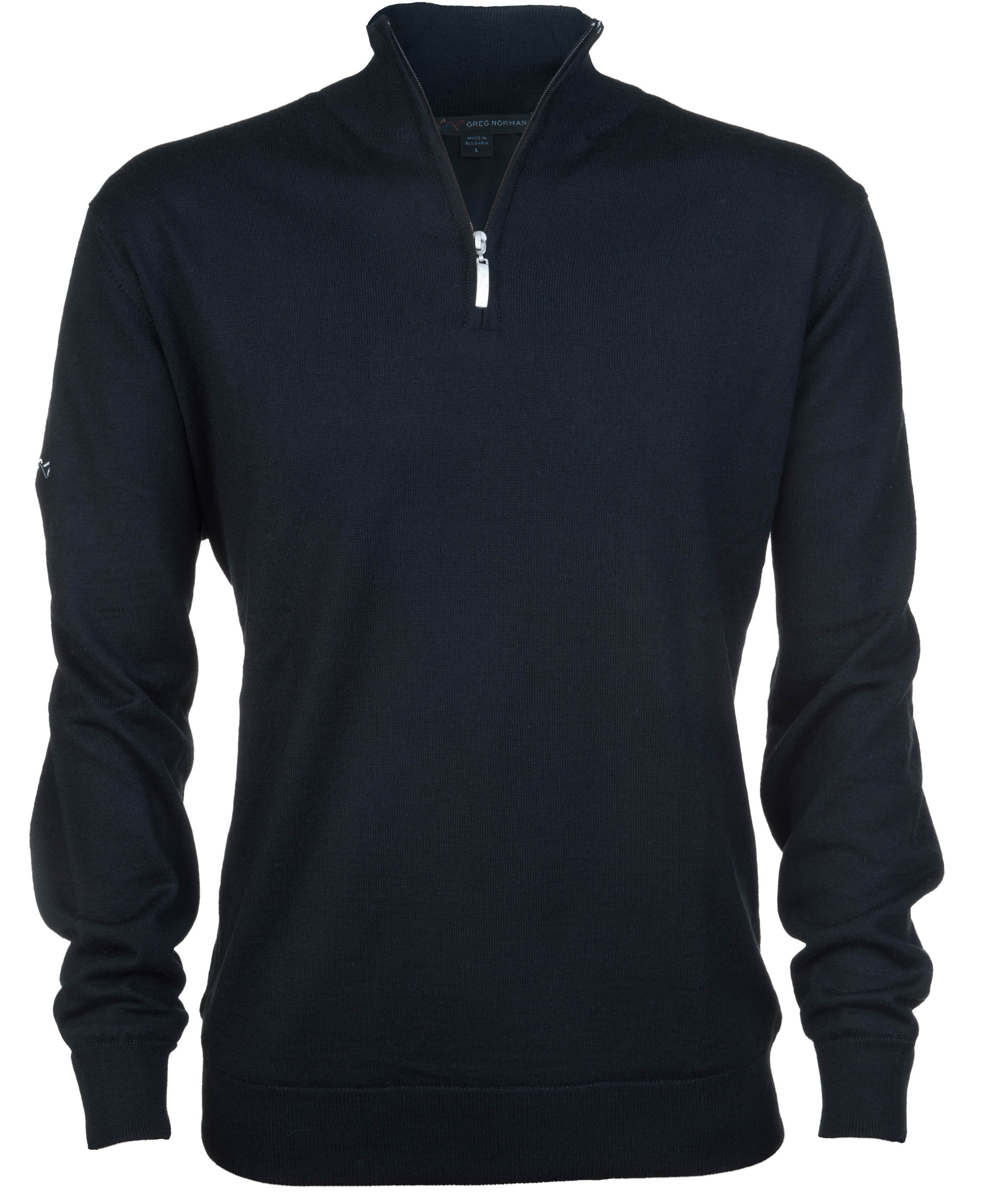 Greg Norman Windbreaker Lined 1/4 Zip Sweater, black
