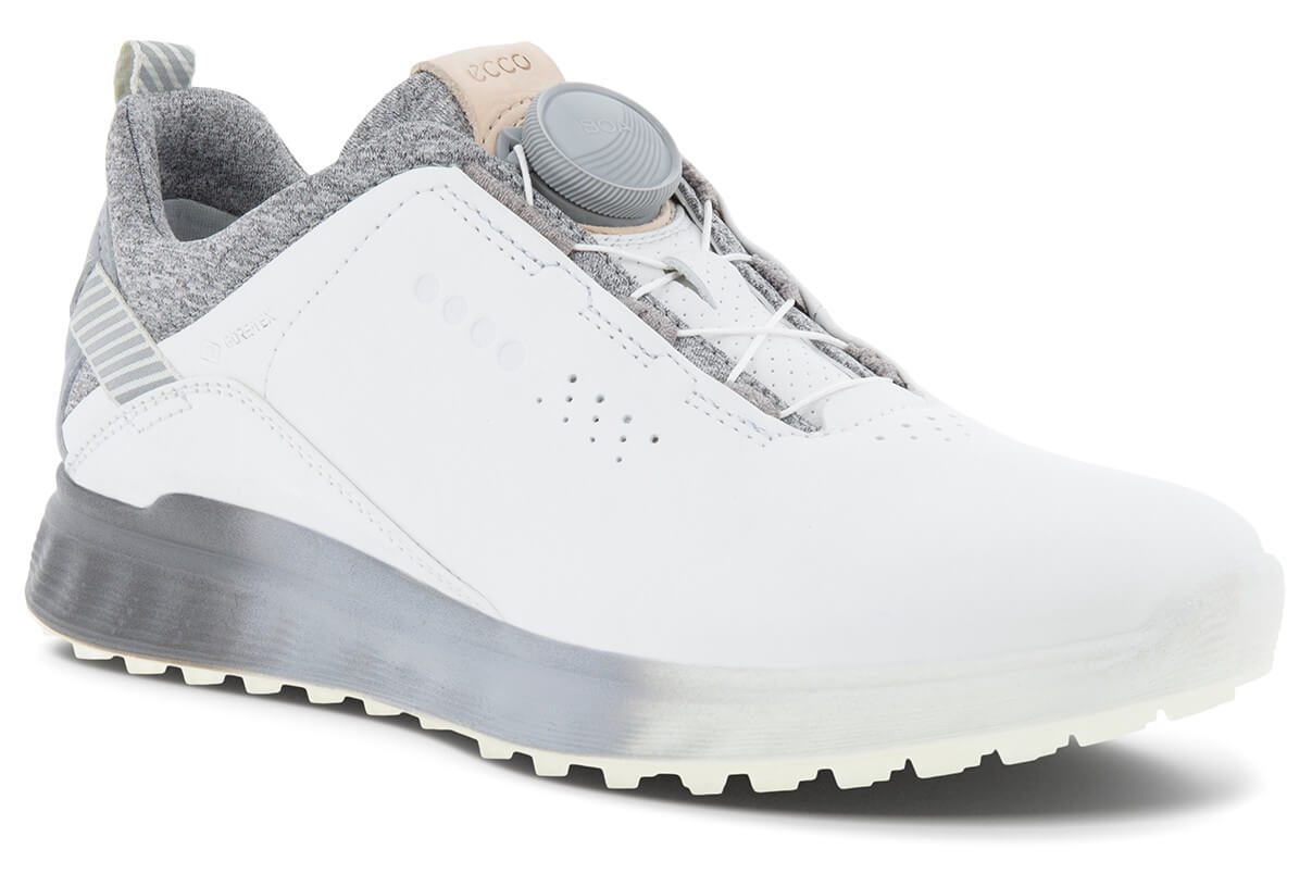 ecco Golf S-Three BOA Gore-Tex Golfschuh, white/silver grey