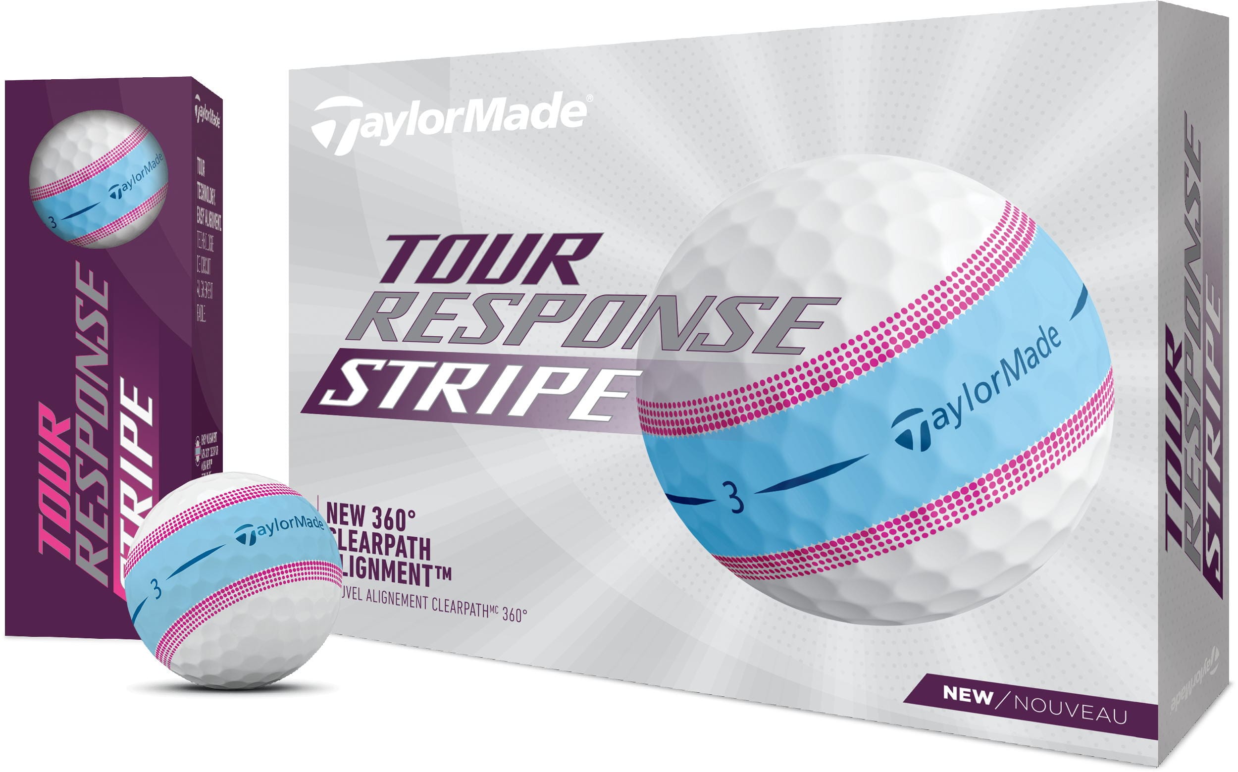 TaylorMade Tour Response Stripe Golfbälle, blau/pink