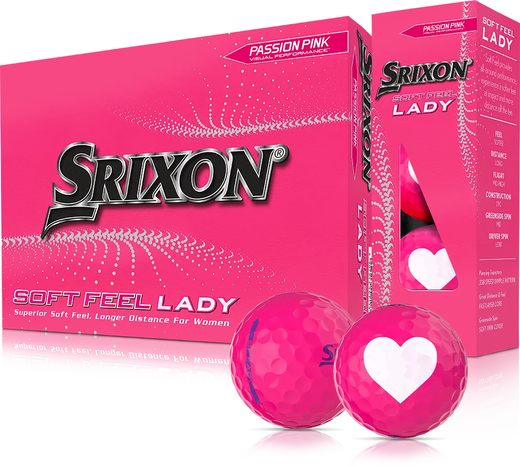Srixon Soft Feel Lady Heart Limited Edition Golfbälle, rosa/weiß